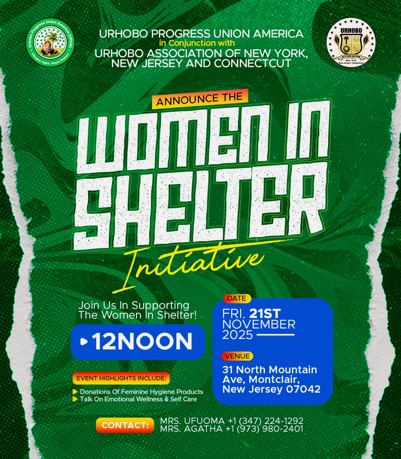 UA NY NJ CT Women in Shelter